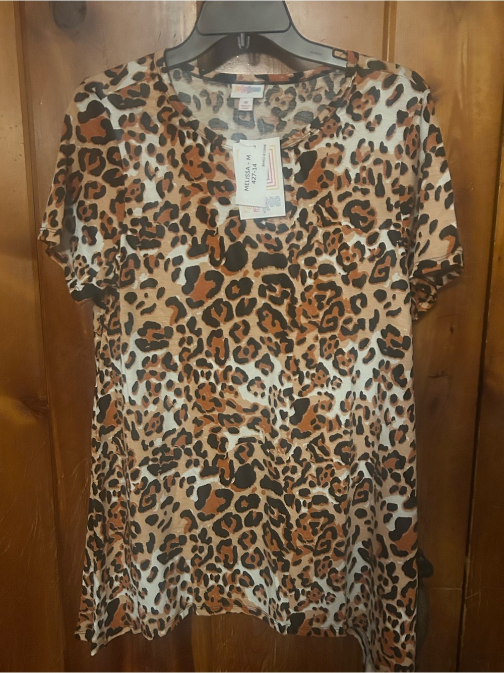 LuLaRoe Leopard Print Short Sleeve Tee in Brown and Black Melissa - M